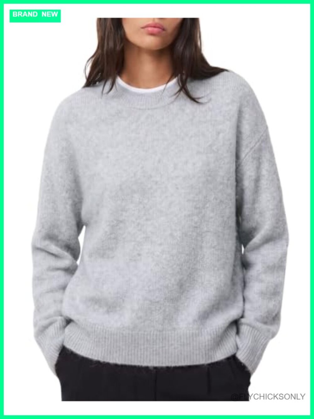 Fuzzy Knit Wool Blend Oversized Crew Neck Long Sleeve Pullover Sweater